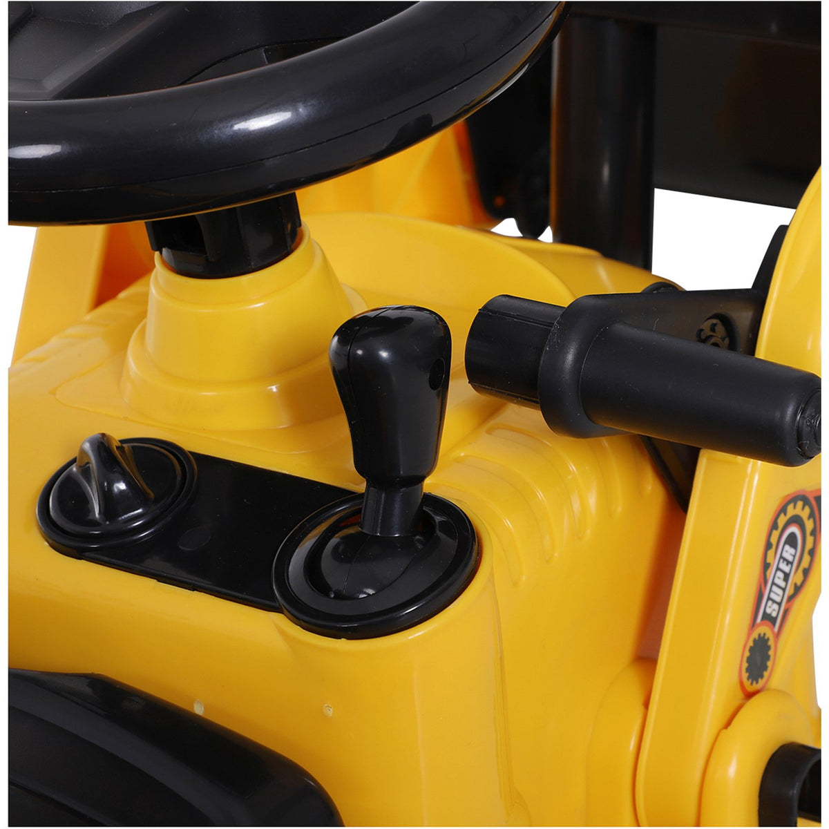 Close-up of seat and controls