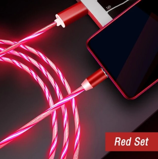 Red light-up charging cable